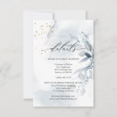 Invitation Détails 3 Feuillage à l'aquarelle Bleu Poussiéreux (Devant)