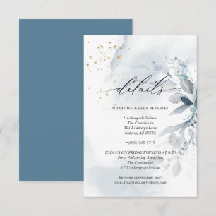 Invitation Détails 3 Feuillage à l'aquarelle Bleu Poussiéreux