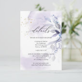 Invitation Détails 3 Feuillage à l'aquarelle violet élégant (Debout devant)
