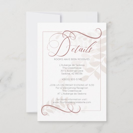 Invitation DÉTAILS | Accent épicé Feuille Mocha pâle en gros (Devant)