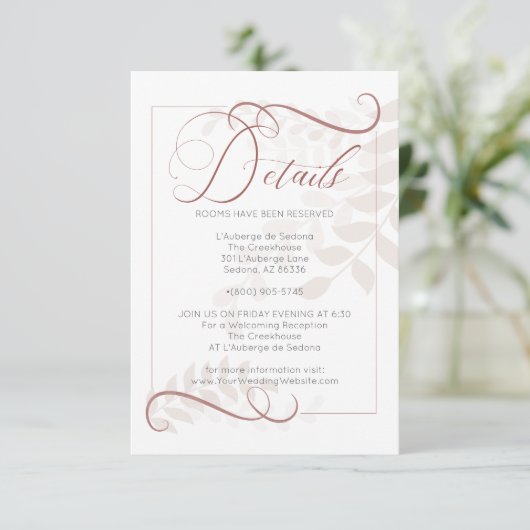 Invitation DÉTAILS | Accent épicé Feuille Mocha pâle en gros (Debout devant)