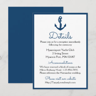 Invitation Détails Bleu Marine Ancre Naudique Mariage Marin