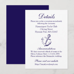 Invitation Détails Bleu Marine Ancre Nautionique Mariage Mari