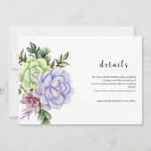 Invitation Details card- Succulent flower (Devant)