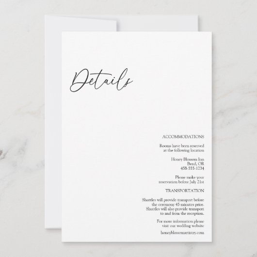 Invitation Détails Classiques Modernes Tout En Un Mariage (Dos)