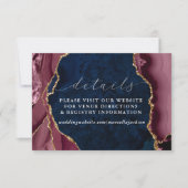 Invitation Détails d'agate Navy, Bourgogne & Or (Devant)