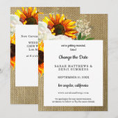 Invitation Détails de changement de date de tournesol floral  (Devant / Derrière)