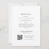 Invitation Détails de code QR blanc de script raffiné Mariage (Dos)
