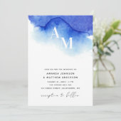 Invitation Détails de code QR de mariage nautique bleu aquare (Debout devant)