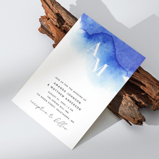 Invitation Détails de code QR de mariage nautique bleu aquare