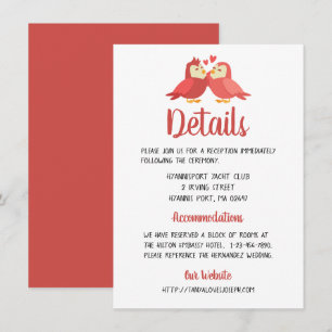 Invitation Détails de directions de mariage en Bourgogne roug