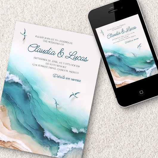 Invitation Détails de la plage Code QR Mariage