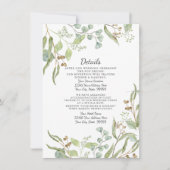 Invitation Détails de la réception Eucalyptus Rustique Foliag (Devant)
