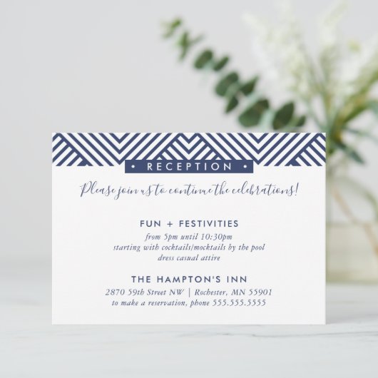 Invitation DÉTAILS DE LA RÉCEPTION INSERT moderne geo simple  (Debout devant)