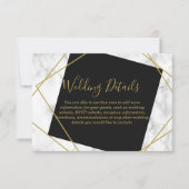 Invitation Détails de la réception Marble Black et Faux Gold (Devant)
