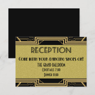Invitation Détails de la suite de mariage Gatsby Gold Récepti