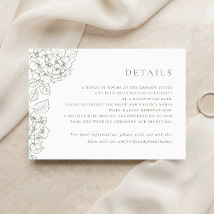 Invitation Détails de l'insert de mariage à l'hortensia éléga