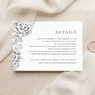 Invitation Détails de l'insert de mariage aux hortensias élég