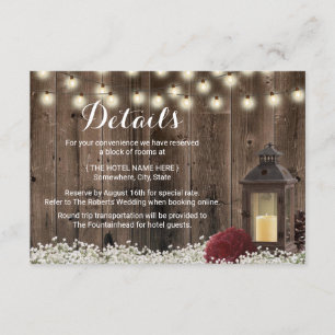 Invitation Détails de mariage à la lanterne rustique et aux f