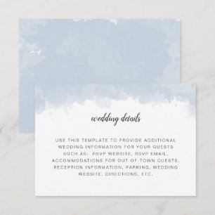 Invitation Détails de mariage à l'aquarelle bleu poussiéreux