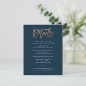 Invitation Détails de mariage à l'or rose avec écriture moder (Debout devant)