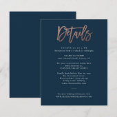 Invitation Détails de mariage à l'or rose avec écriture moder (Devant / Derrière)