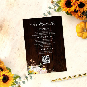 Invitation Détails de mariage automnal avec tournesol rustiqu