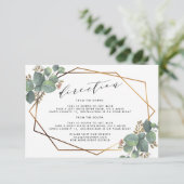 Invitation Détails de mariage avec cadre géométrique eucalypt (Debout devant)