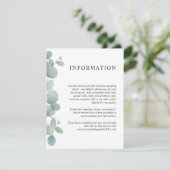 Invitation Détails de mariage avec de la verdure d'eucalyptus (Debout devant)