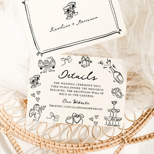Invitation Détails de mariage avec gribouillages dessinés à l