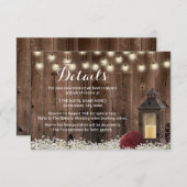 Invitation Détails de mariage avec lanterne rustique et fleur (Devant / Derrière)
