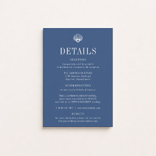 Invitation Détails de mariage bleu côtier de CAPE COD