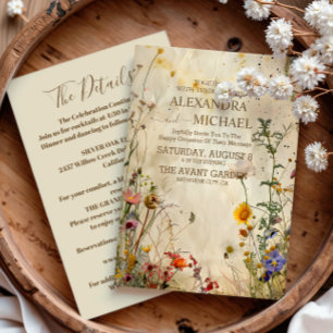 Invitation Détails de mariage bohème d'automne avec des fleur