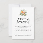 Invitation Détails de mariage botanique de verger d'orange (Devant)