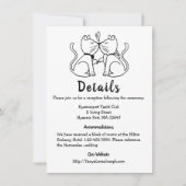 Invitation Détails de mariage chat noir blanc mignon chats mo (Devant)