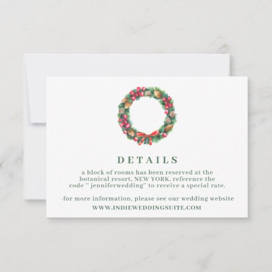 Invitation Détails de mariage Couronne d'Hiver (Devant)