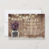 Invitation Détails de mariage dans un pot Mason avec fleurs d (Devant)
