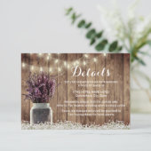 Invitation Détails de mariage dans un pot Mason floral de lav (Debout devant)