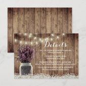 Invitation Détails de mariage dans un pot Mason floral de lav (Devant / Derrière)