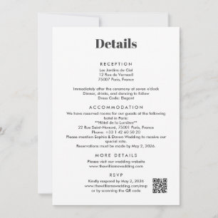 Invitation Détails de mariage de destination à Paris - Annexe
