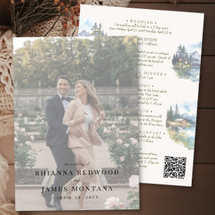 Invitation Détails de mariage de destination au lac et photo