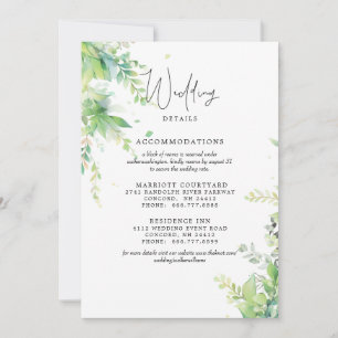 Invitation Détails de mariage de feuillage élégant 2 hôtels 