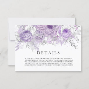 Invitation Détails de mariage de fleurs scintillantes violett