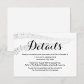 Invitation Détails de mariage de musique élégante Hébergement (Devant / Derrière)