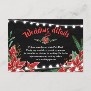 Invitation Détails de mariage de Noël au tableau Poinsettia
