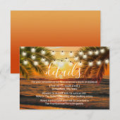 Invitation Détails de mariage de plage au coucher du soleil d (Devant / Derrière)