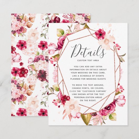 Invitation Détails de mariage de terrarium géométrique de Bou (Devant / Derrière)