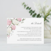 Invitation Détails de mariage de verdure d'hydrangea rose flo (Debout devant)