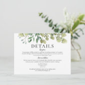 Invitation Détails de mariage d'élégante aquarelle verte (Debout devant)