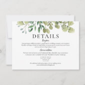 Invitation Détails de mariage élégant aquarelle de verdure (Devant)